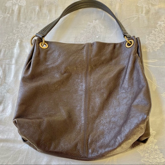 Vera Wang Signature Brown Leather Large Hobo Shoulder Bag - Picture 3 of 8